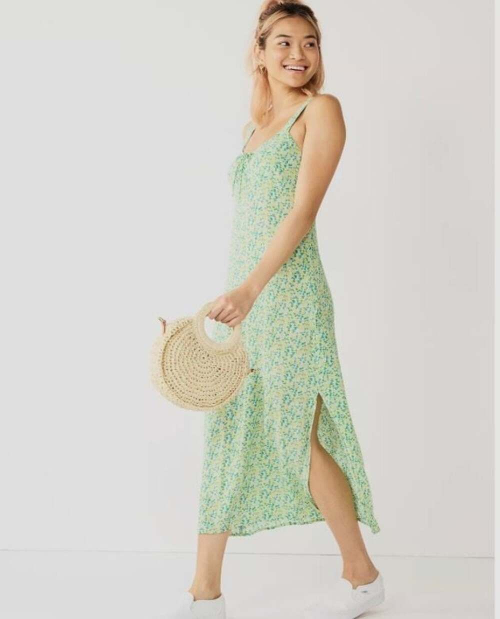 SO Juniors' Sleeveless Cinched Front Lemon Print Midi Dress